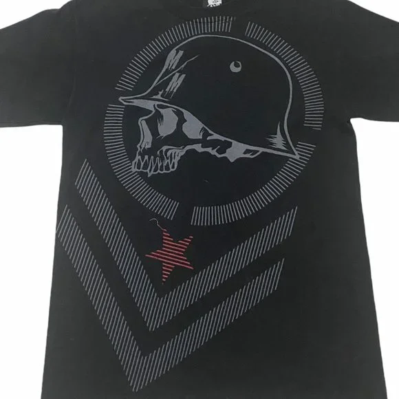 Metal Mulisha Mens T-Shirt size M Black Helmet Skull Short Sleeve - Picture 2 of 3